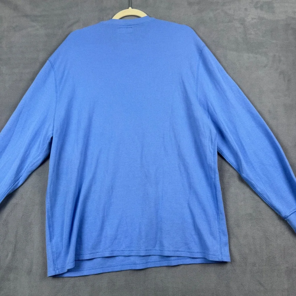 Polo Ralph Lauren Mens 2XL Blue Waffle Knit Sleep Long Sleeve Shirt Pony Logo